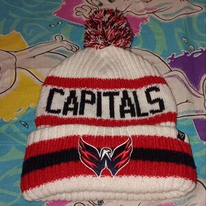 Washington Capitals Fleece Line Winter Knit Pom Ball Beanie Hat NHL Hockey